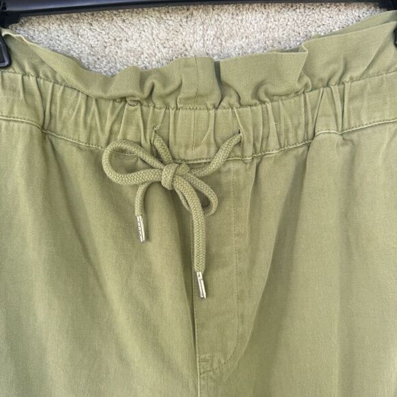 Blank NYC Paper Bag High Waisted Cinch Pants Size Large Wide Leg Olive Green - Picture 6 of 14
